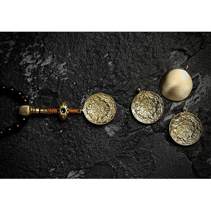Buddha Stones tibetanas 108 cuentas de Mala ónix negro cuentas de ojo de tigre pulsera de protección Bagua de nueve palacios