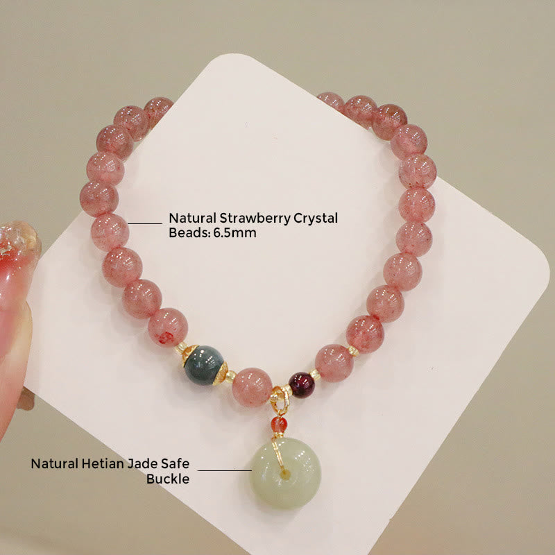 Pulsera curativa para monedero con hebilla de paz, Jade, cuarzo, fresa Natural, Buddha Stones