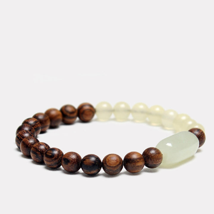 Pulsera de la abundancia de la suerte de sándalo de jade con Buddha Stones