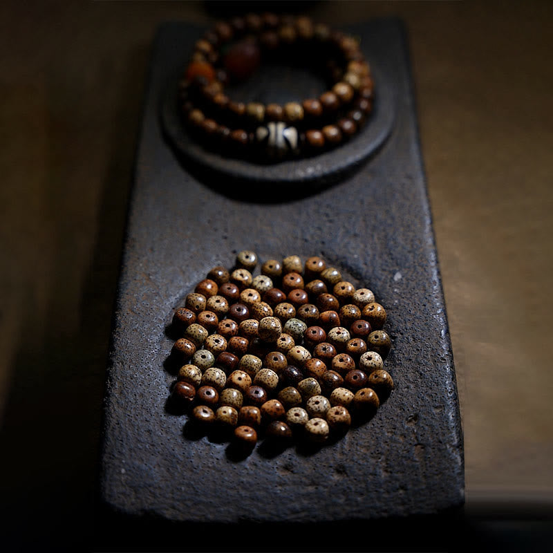 Buddha Stones tibetano Bodhi semilla ámbar Dzi cuentas ágata Zakiram diosa de la riqueza cuentas Triple envoltura pulsera