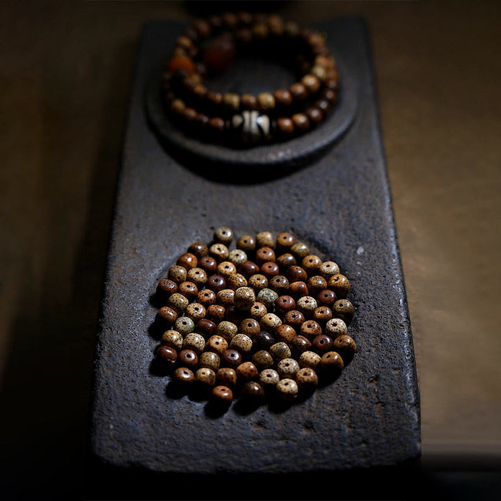 Buddha Stones tibetano Bodhi semilla ámbar Dzi cuentas ágata Zakiram diosa de la riqueza cuentas Triple envoltura pulsera