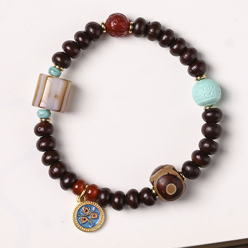 Buddha Stones Natural Tíbet Púrpura Bodhi Semilla Dzi Cuenta Dios de la Riqueza Pulsera de Sabiduría