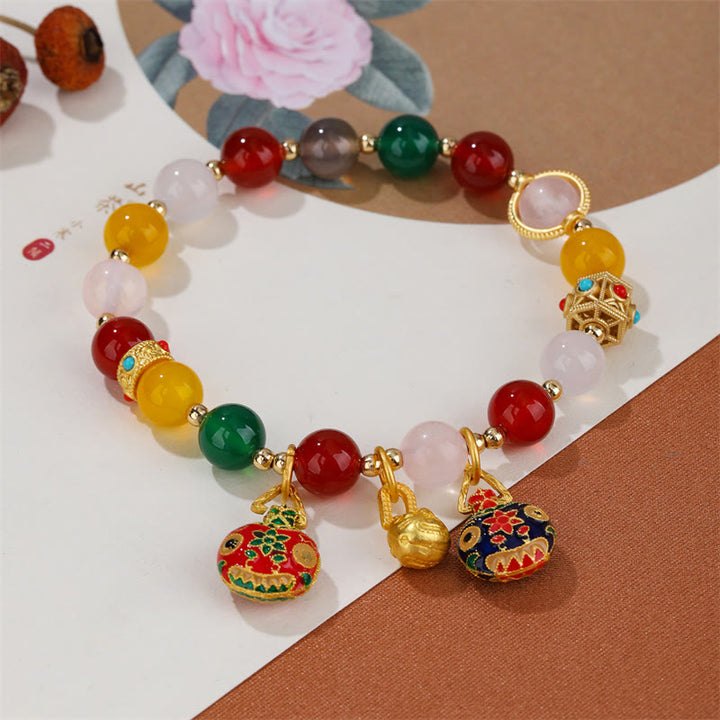 Pulsera de éxito con Buddha Stones, familia de bestias tragadoras de oro, varios cristales de ágata