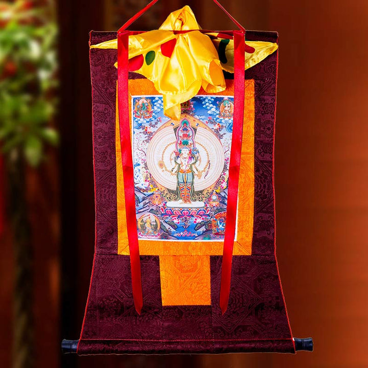 Buddha Stones tibetanas de mil manos Avalokitesvara enmarcadas decoración de bendición Thangka - image 2