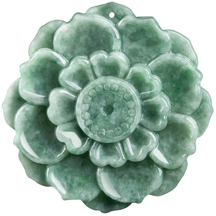 Colgante de collar de prosperidad de la suerte de jade con patrón de loto de Buddha Stones - image 8