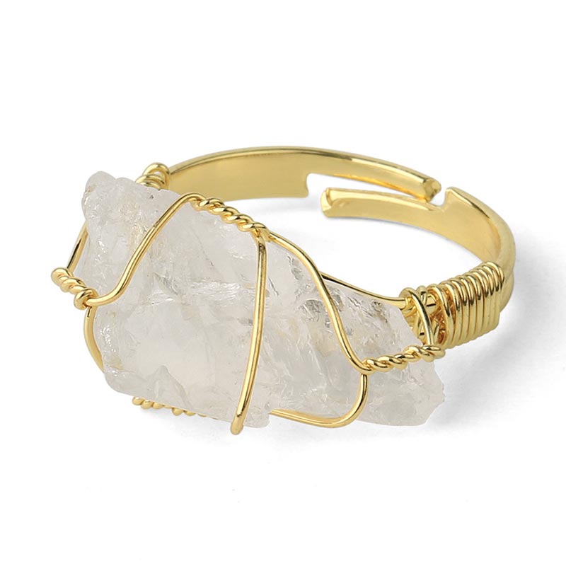 Anillo ajustable de amatista con piedras preciosas de cristal natural de Buddha Stones