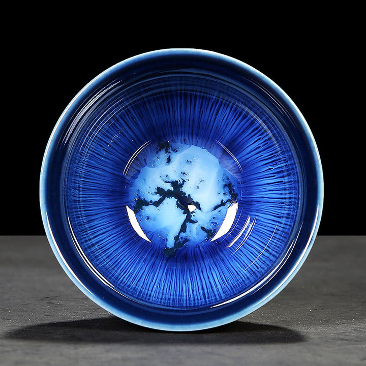 Taza de té de cerámica con cambio de horno de esmalte Jianzhan chino , Buddha Stones, taza de té Tenmoku Kung Fu