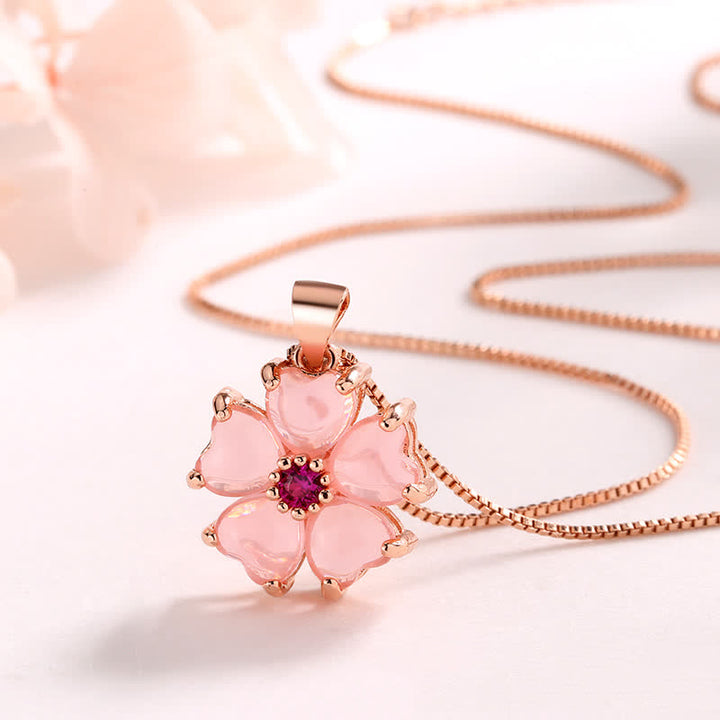 Colgante de collar relajante con Buddha Stones, cristal rosa, corazón de amor, flor