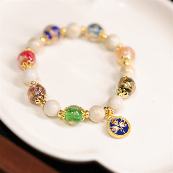Buddha Stones tibetanas, cinco dioses de la riqueza, fortuna, cuentas de cristal Liuli, cuentas de porcelana de ceniza de incienso, pulsera con abalorio