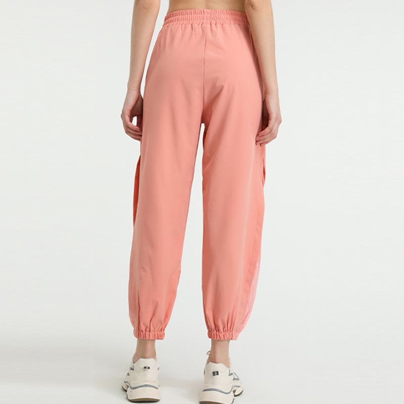 Pantalones deportivos de yoga sueltos de cintura alta con Buddha Stones y bolsillos
