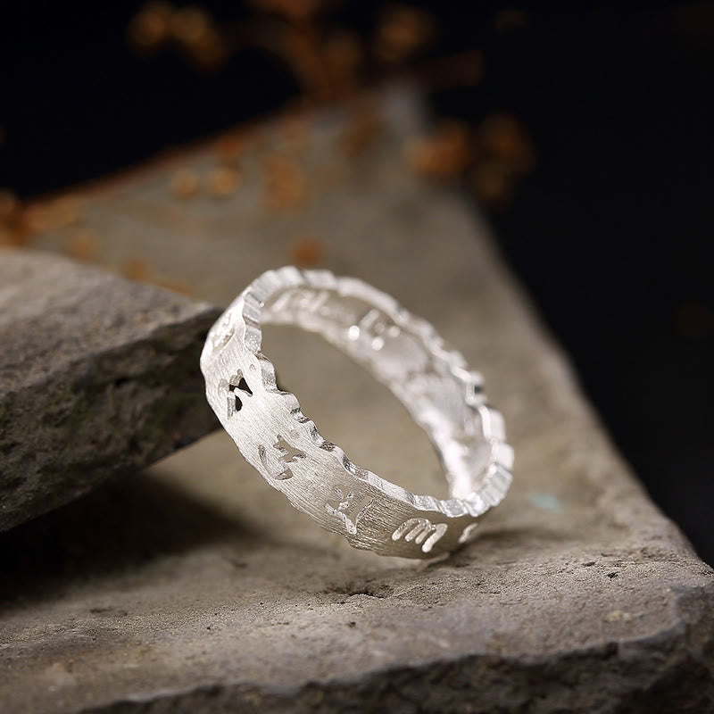 Anillo hueco de paz Om Mani Padme Hum de plata de ley 925 tibetana con Buddha Stones - image 2