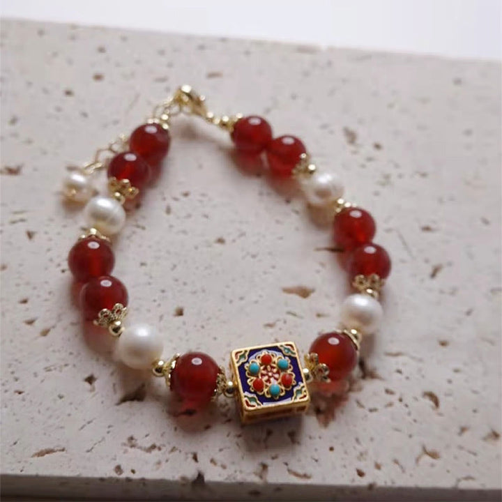Pulsera Autoaceptación Confianza Perla Ágata Roja Buddha Stones