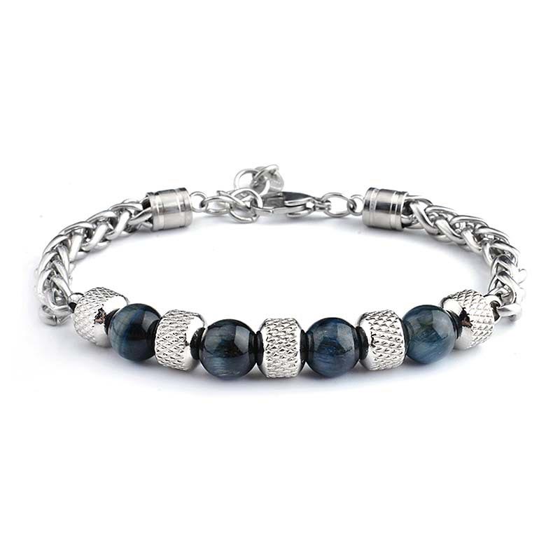 Pulsera de coraje con cuentas de ojo de tigre de ónix negro y Buddha Stones