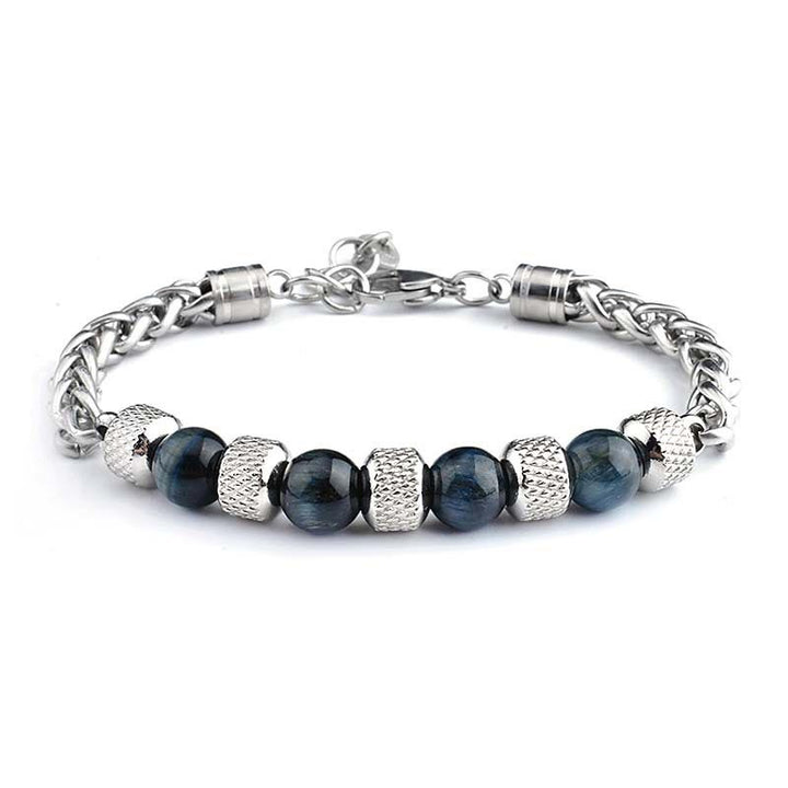 Pulsera de coraje con cuentas de ojo de tigre de ónix negro y Buddha Stones
