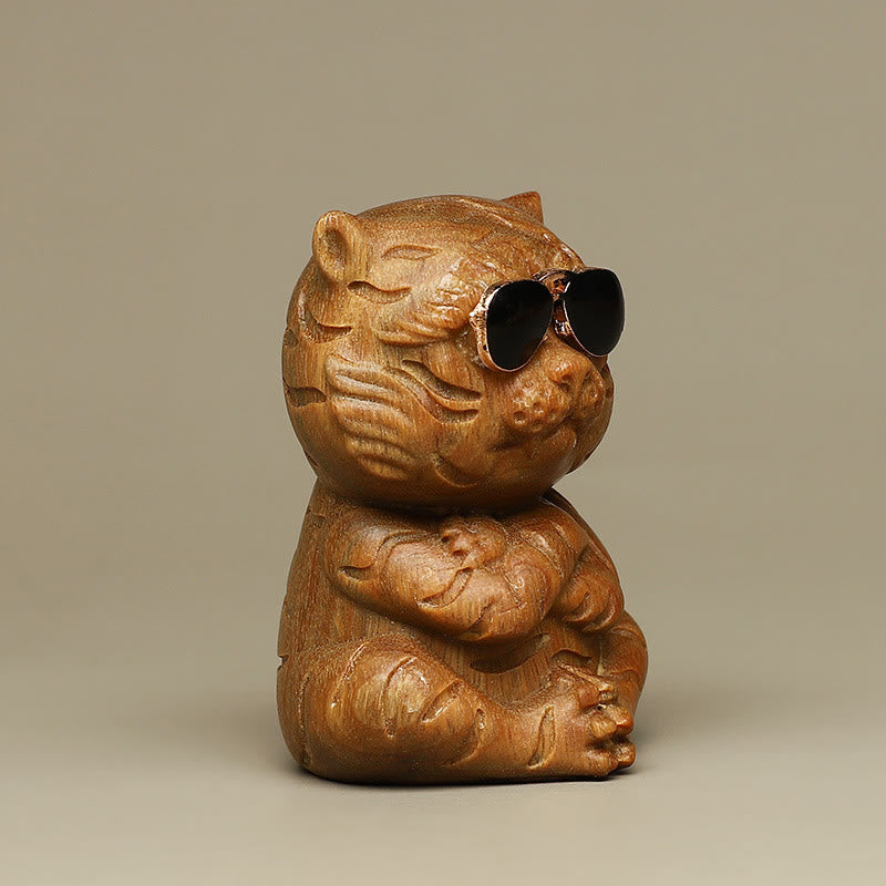 Buddha Stones pequeñas, decoraciones de escritorio positivas grabadas con tigre de sándalo verde - image 1