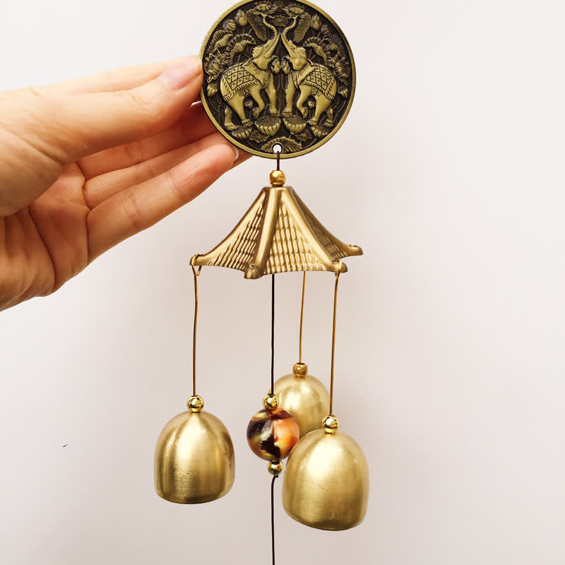 Buddha Stones, letra de bendición, elefante, Bagua, moneda auspiciosa, campanilla colgante de pared, decoración hecha a mano para el hogar