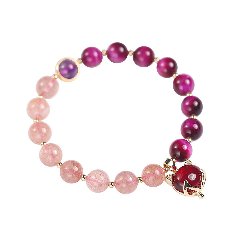Pulsera de amor Pixiu de cuarzo fresa natural con Buddha Stones