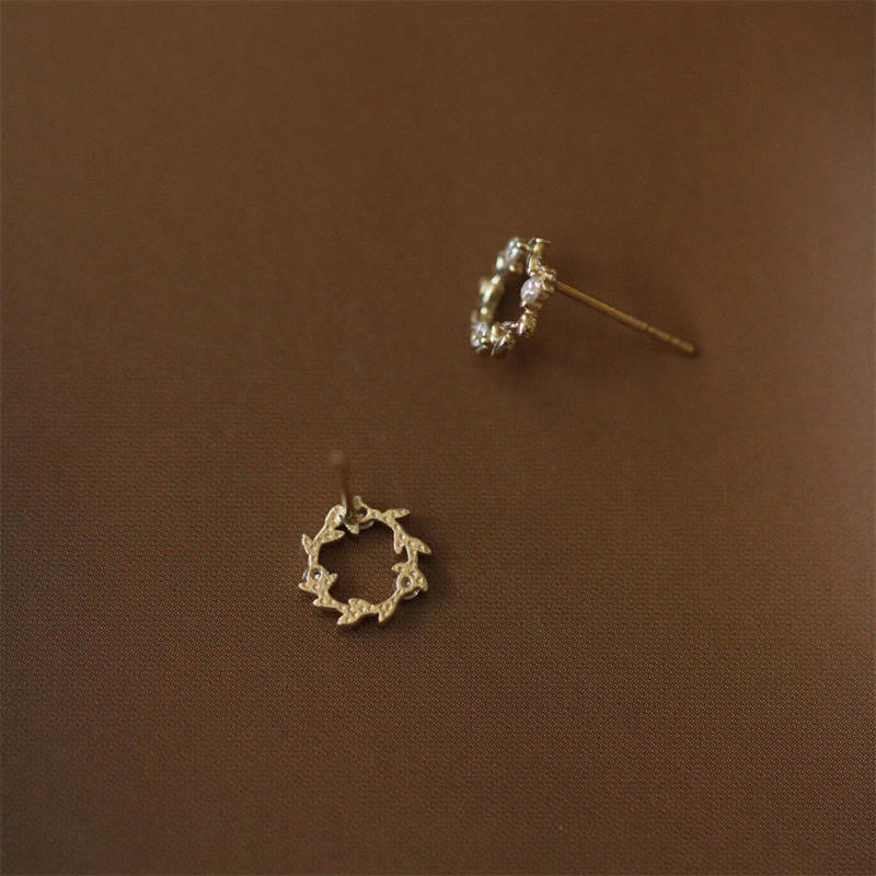 Pendientes de flor de bendición con forma de corona pequeña de plata de ley 925 con Buddha Stones