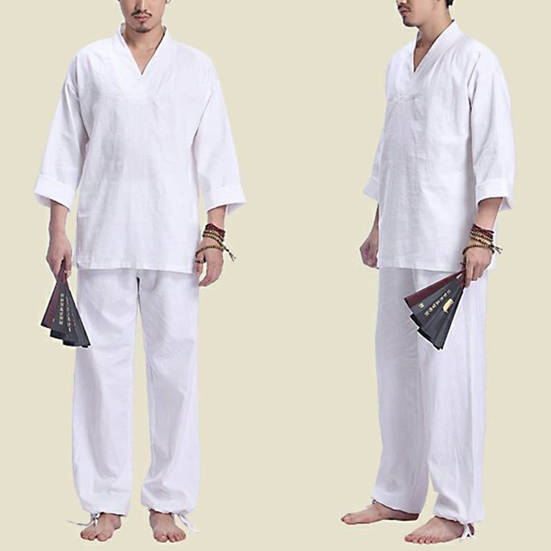 Conjunto de ropa de Yoga para hombre, diseño con cuello en V , Buddha Stones, meditación, oración, espiritual, Zen, lino y algodón - image 15