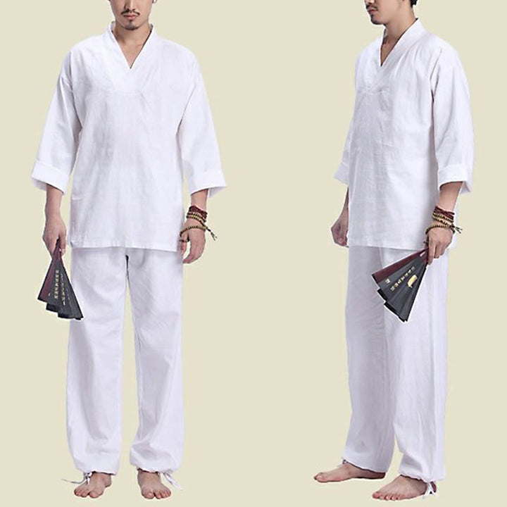 Conjunto de ropa de Yoga para hombre, diseño con cuello en V , Buddha Stones, meditación, oración, espiritual, Zen, lino y algodón - image 15
