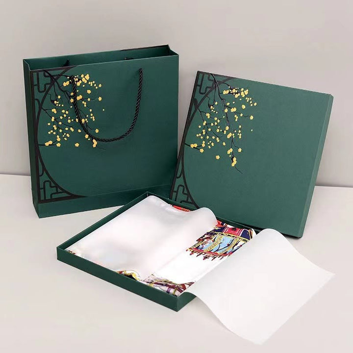 Buddha Stones escena pastoral globo aerostático flor de primavera 100% seda de morera cuello bufanda para el pelo - image 6