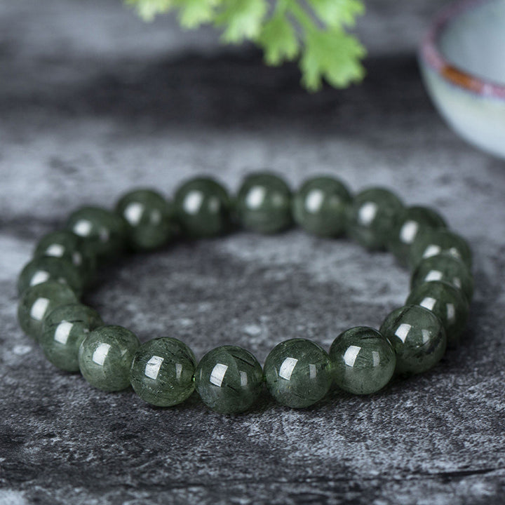 Pulsera de riqueza de bendición de cristal verde natural con Buddha Stones