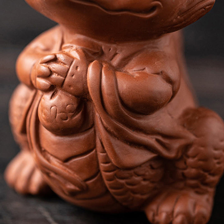Buddha Stones, dragón de la suerte, riqueza, té, mascota, figura decorativa de arcilla púrpura, decoración