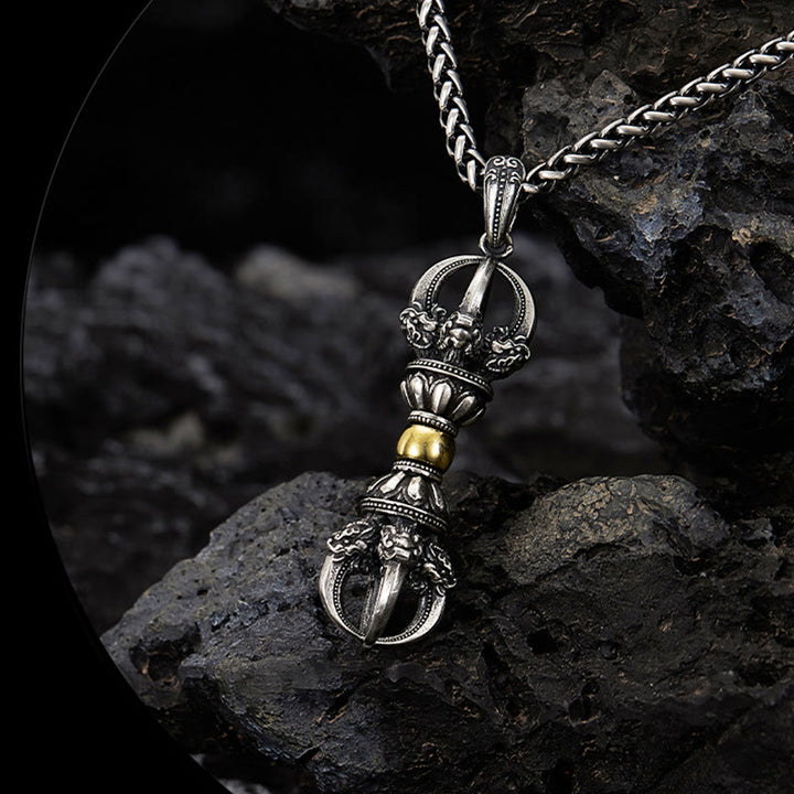 Colgante de collar de riqueza con diseño tibetano Dorje Vajra de Buddha Stones