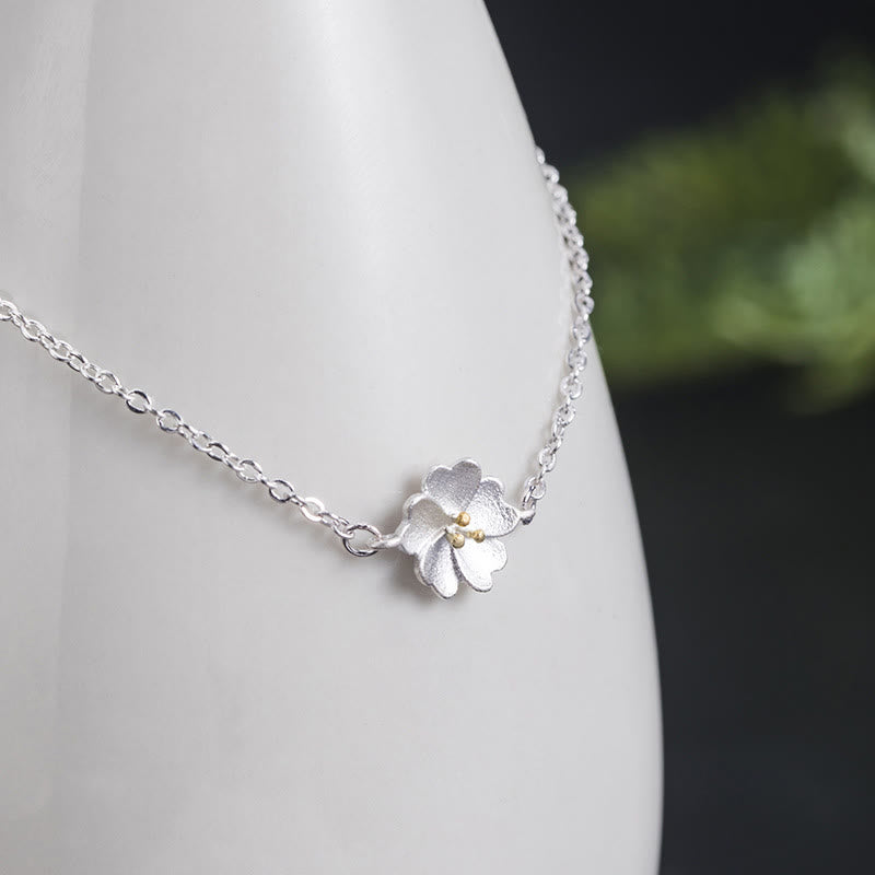 Pulsera de cadena con bendición de flor de cerezo de plata de ley 925 con Buddha Stones - image 1