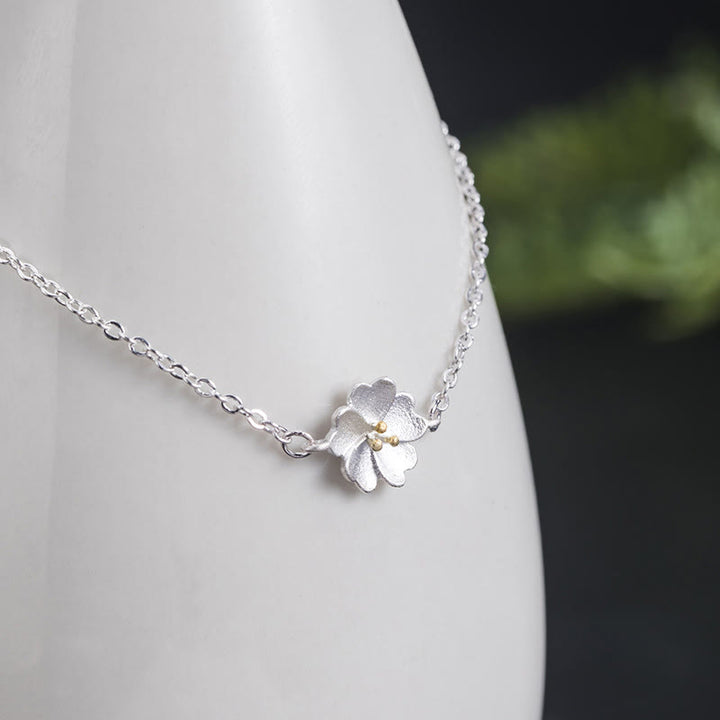 Pulsera de cadena con bendición de flor de cerezo de plata de ley 925 con Buddha Stones - image 1