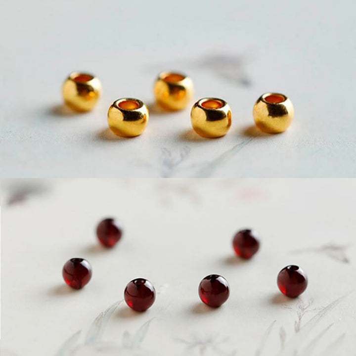Pulsera de protección con granate natural y pez Koi de oro 999 de Buddha Stones - image 16