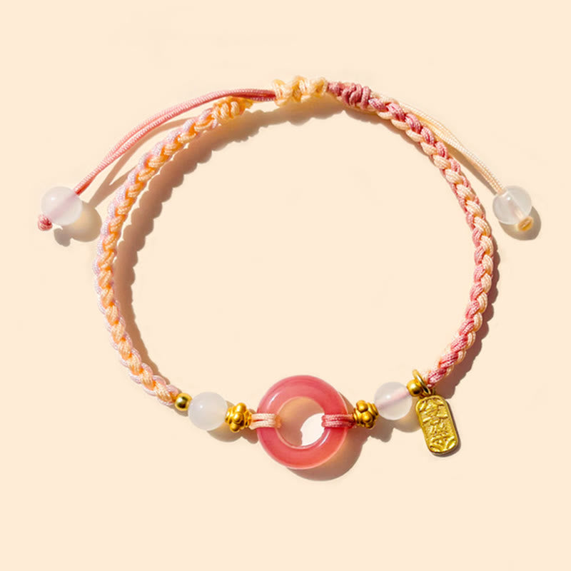 Pulsera trenzada hecha a mano con hebilla de la paz y ágata de la paz y la alegría de las Buddha Stones