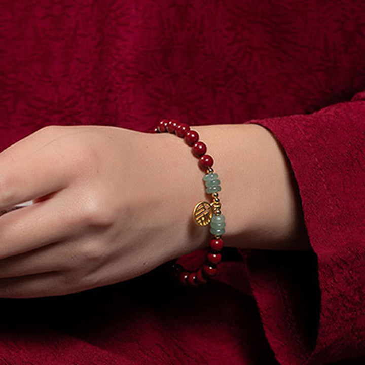 Pulsera de bendición de la suerte de aventurina verde cinabrio con Buddha Stones