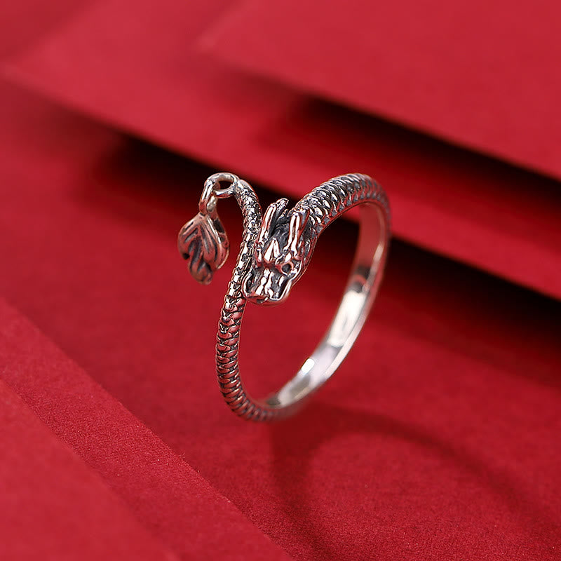Anillo ajustable de plata de ley 925 con Buddha Stones , diseño vintage del Año del Dragón, protección de la suerte - image 18