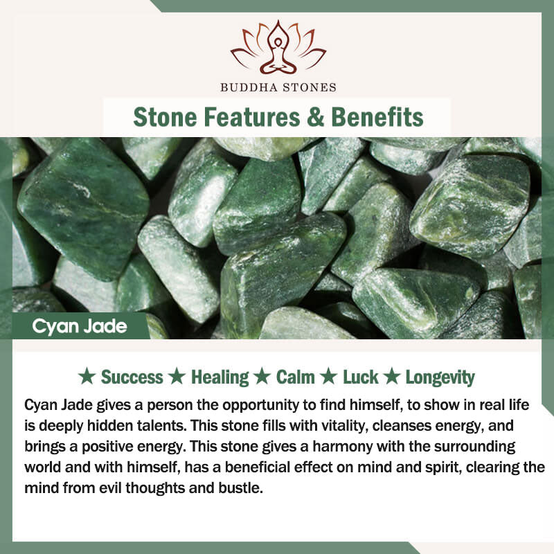 Pendientes colgantes de la suerte de jade cian con Buddha Stones