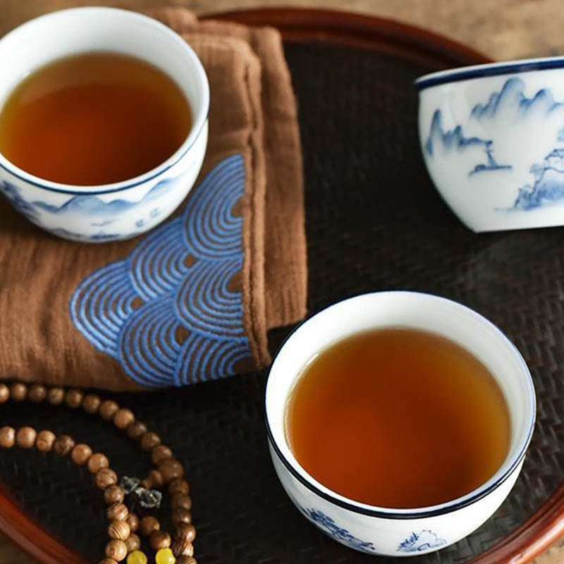 Buddha Stones Koi Flor de Loto Hoja Montañas Árbol Taza de Té de Cerámica Taza de Té Kung Fu 130ml