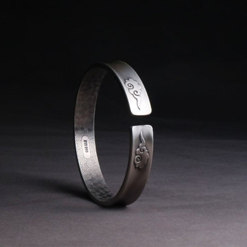 Pulsera de armonía de equilibrio de nubes propicias Yin Yang de plata de ley 999 con Buddha Stones