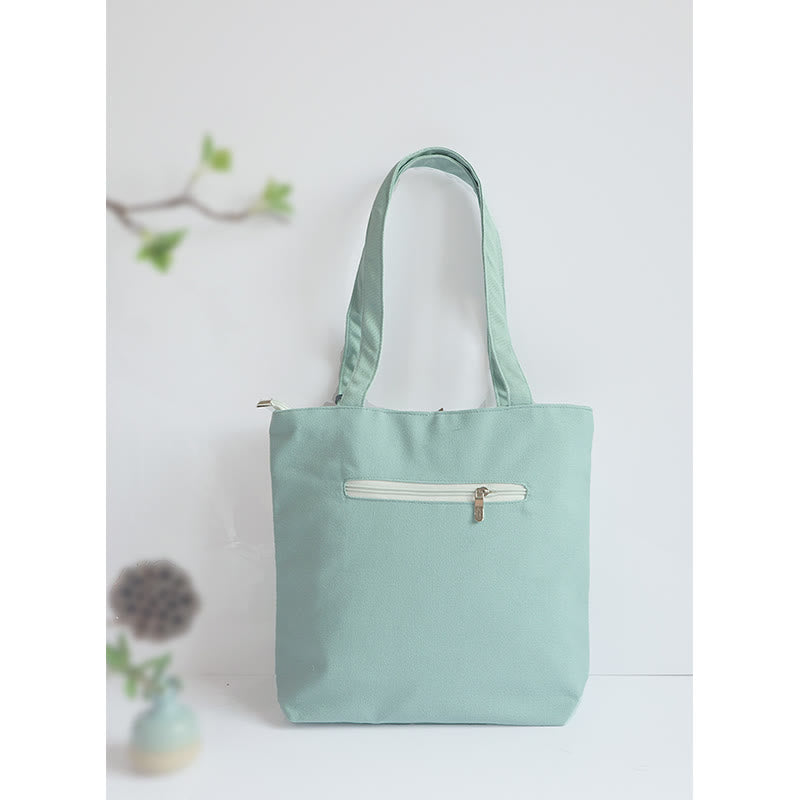 Bolso de hombro de gran capacidad con bordado de bambú, flor de pera, ciruelo, flor de melocotón, bolso de mano