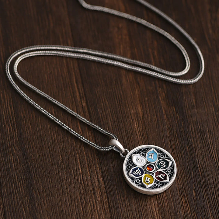 Collar con colgante de pureza de Om Mani Padme Hum tibetano con Buddha Stones - image 2
