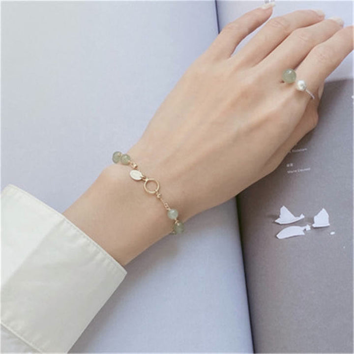 Pulsera con cuentas de suerte llena de oro de 14 quilates con jade hetiano natural único de Buddha Stones - image 4
