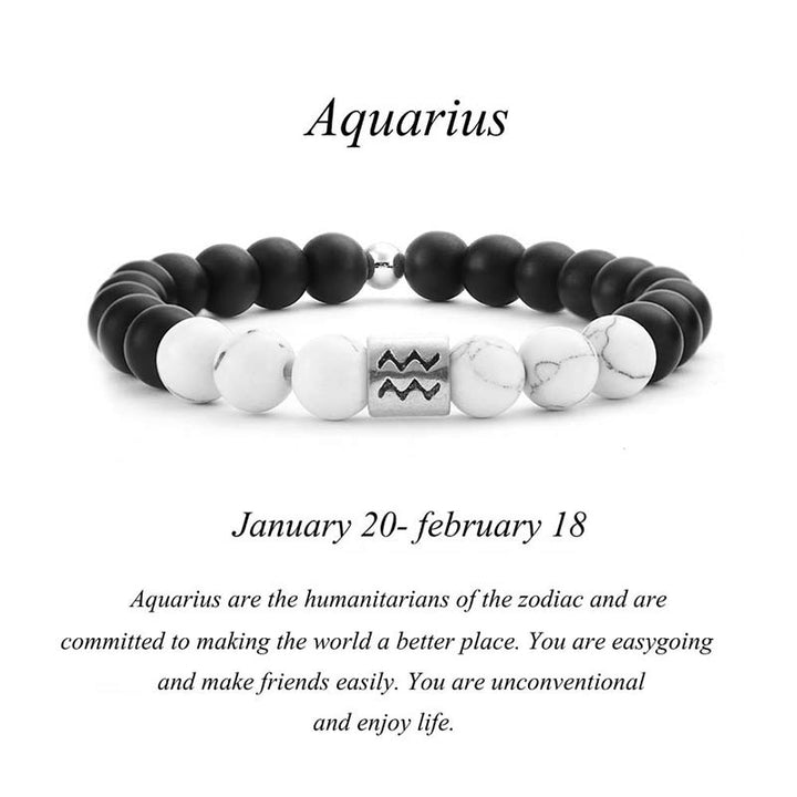 Pulsera de la fortuna con cuentas de turquesa blanca, piedra esmerilada Natural, 12 constelaciones del zodíaco , Buddha Stones