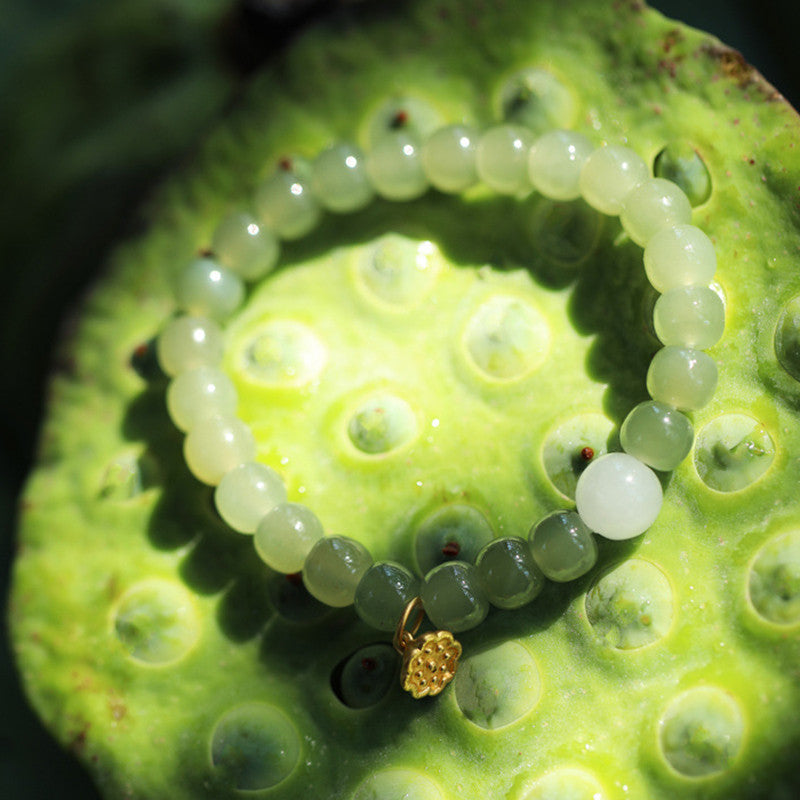 Pulsera ajustable de abundancia de loto de jade