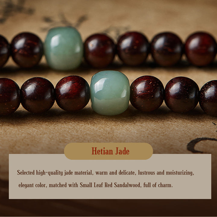 Buddha Stones zodiaco chino Buda Natal 108 cuentas Mala hoja pequeña sándalo rojo ágata roja pulsera de protección PiXiu