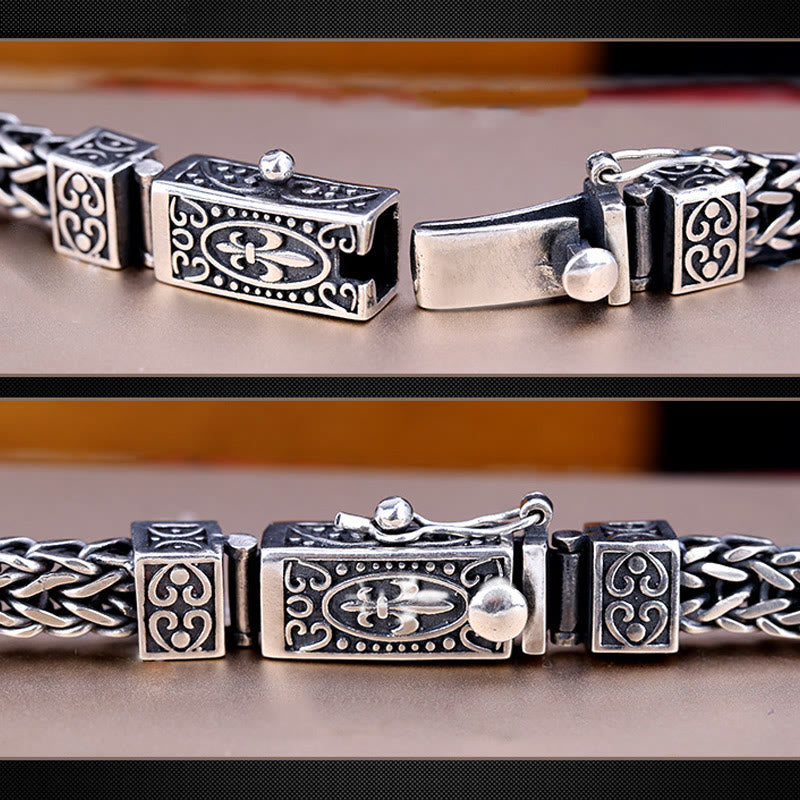 Pulsera curativa de equilibrio con diseño trenzado de quilla de dragón retro con Buddha Stones