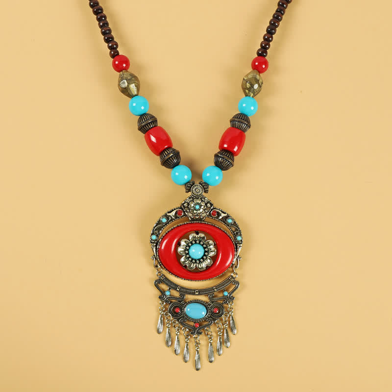 Accesorios para el cabello con borlas y cuentas retro tibetanas
