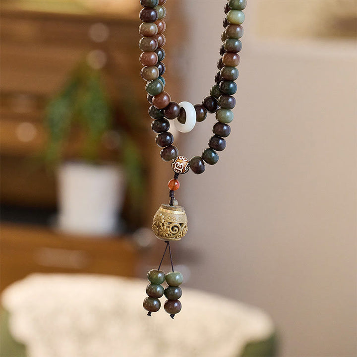 Buddha Stones 108 cuentas Mala Color Dunhuang semilla Bodhi cuenta Dzi mantener alejados los espíritus malignos pulsera