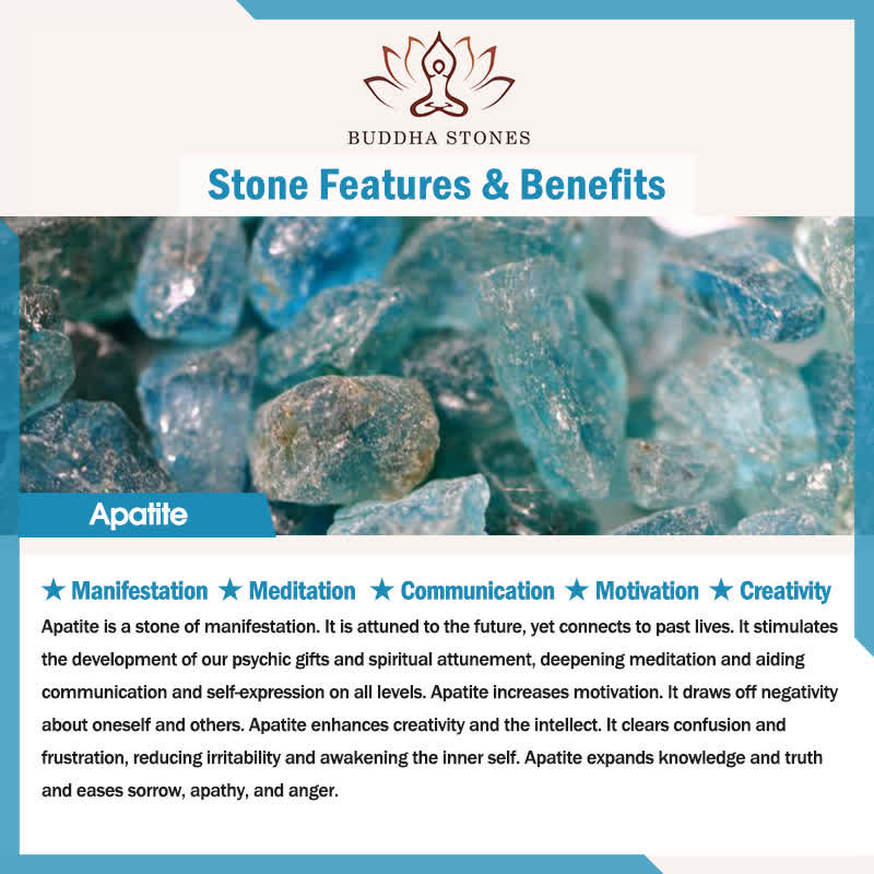 Buddha Stones con 108 cuentas de mala y cuentas de apatita Om The Tree Of Life con diseño de loto