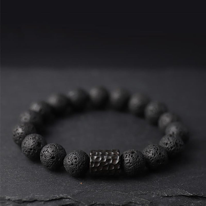 Pulsera curativa con soporte de ojo de tigre, madera de ébano, roca de lava , Buddha Stones