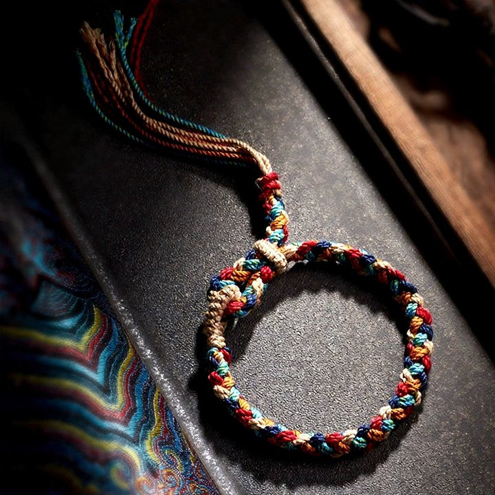 Buddha Stones Pulsera de cuerda tibetana multicolor tejida a mano para la buena suerte - Multicolor (circunferencia de la muñeca: 5,5–6,7 pulgadas / 14–17 cm) - image 0