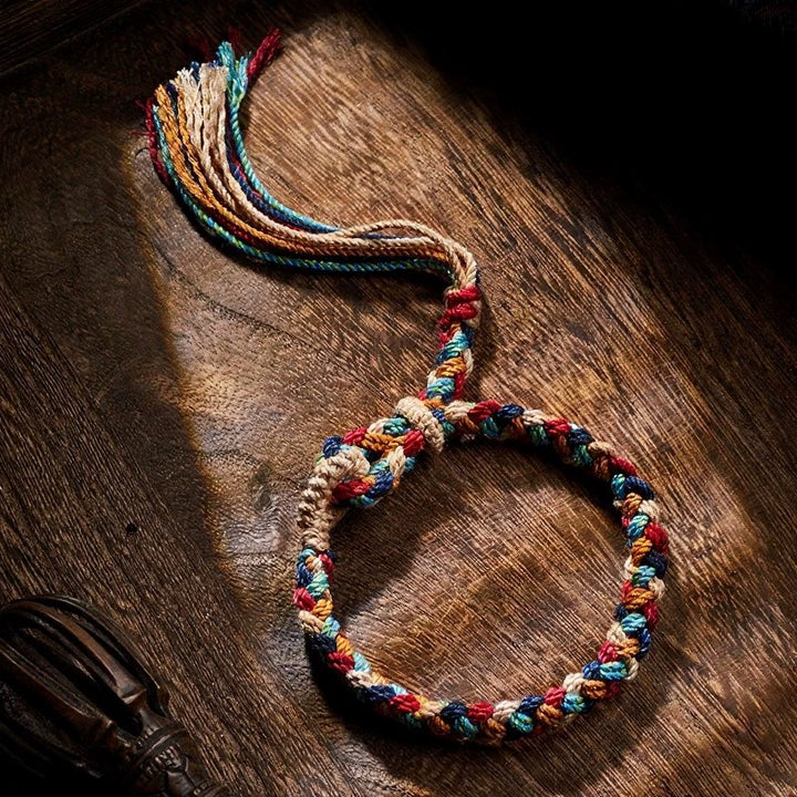 Buddha Stones Pulsera de cuerda tibetana multicolor tejida a mano para la buena suerte - image 1